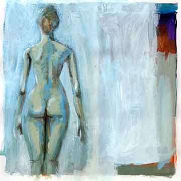 Acrylmalkurs, aktmalerei im Atelier Margarit von Pölnitz in Grünwald, Aktmalerei mit Frau stehend von hinten